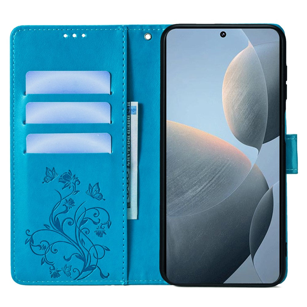 Xiaomi Redmi K70E 5G / Poco X6 Pro 5G Skal Fjärilsblomma PU-läder Handväska mobilskal