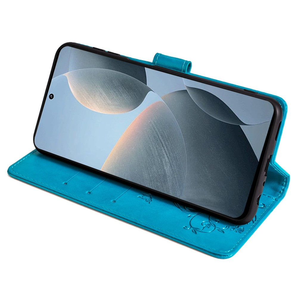 Xiaomi Redmi K70E 5G / Poco X6 Pro 5G Skal Fjärilsblomma PU-läder Handväska mobilskal