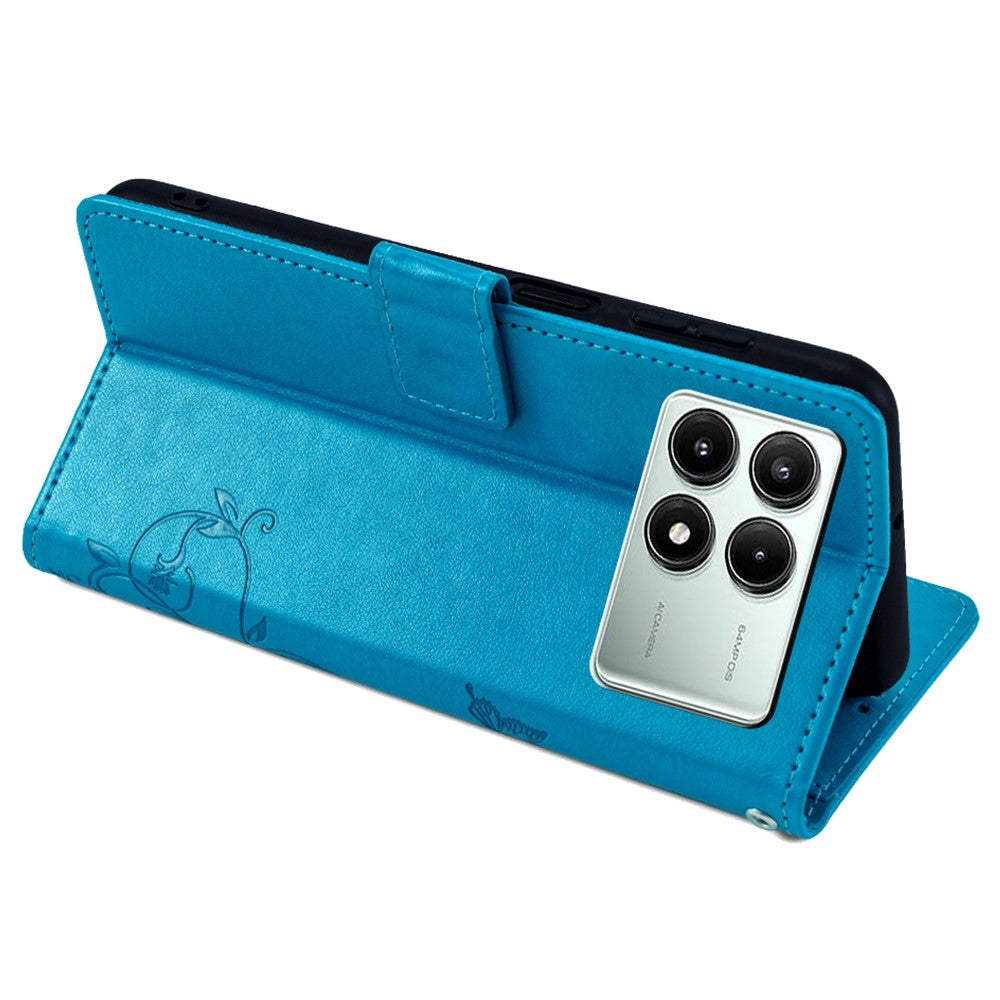 Xiaomi Redmi K70E 5G / Poco X6 Pro 5G Skal Fjärilsblomma PU-läder Handväska mobilskal