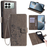 Xiaomi Redmi K70E 5G / Poco X6 Pro 5G Skal Fjärilsblomma PU-läder Handväska mobilskal