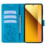 For Xiaomi Redmi Note 13 4G Anti-Scratch Phone Cover PU Leather Case Imprinted Butterfly Floral Stand Phone Shell