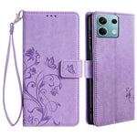 For Xiaomi Redmi Note 13 4G Anti-Scratch Phone Cover PU Leather Case Imprinted Butterfly Floral Stand Phone Shell
