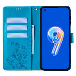 Til Asus Zenfone 9 5G / Zenfone 9z Etui Sommerfugleblomst Præget PU-læder Pung Beskyttende Telefoncover