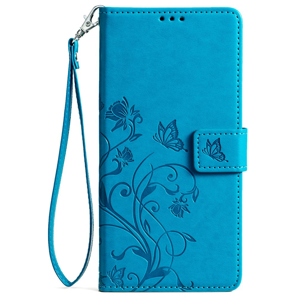 Til Asus Zenfone 9 5G / Zenfone 9z Etui Sommerfugleblomst Præget PU-læder Pung Beskyttende Telefoncover