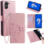 Til Asus Zenfone 9 5G / Zenfone 9z Etui Sommerfugleblomst Præget PU-læder Pung Beskyttende Telefoncover