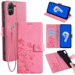 Til Asus Zenfone 9 5G / Zenfone 9z Etui Sommerfugleblomst Præget PU-læder Pung Beskyttende Telefoncover