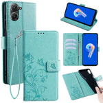 Til Asus Zenfone 9 5G / Zenfone 9z Etui Sommerfugleblomst Præget PU-læder Pung Beskyttende Telefoncover
