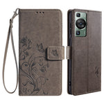 Huawei P60 / P60 Pro Skal Fjärilsblomma PU-läder Stativ Handrem Plånbok Väska mobilskal