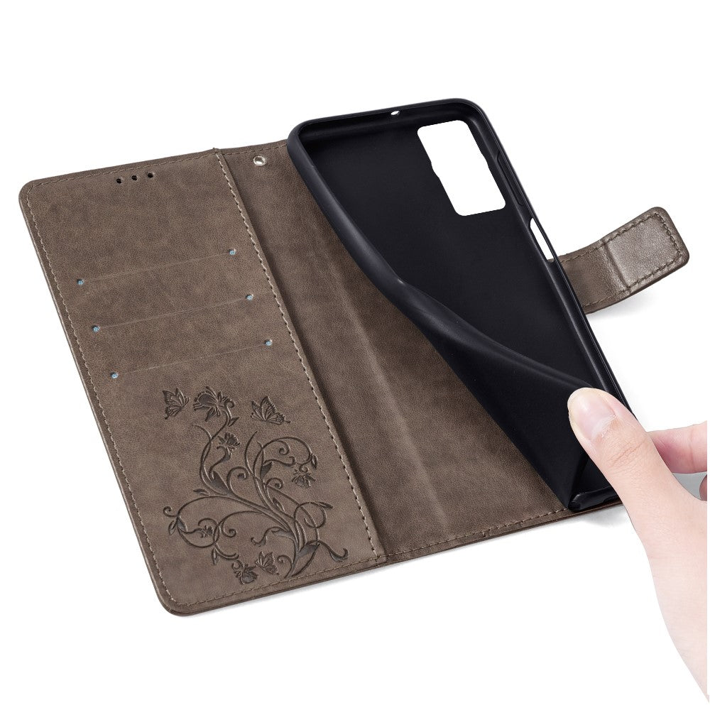 Huawei P60 / P60 Pro Skal Fjärilsblomma PU-läder Stativ Handrem Plånbok Väska mobilskal