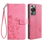 Huawei P60 / P60 Pro Skal Fjärilsblomma PU-läder Stativ Handrem Plånbok Väska mobilskal
