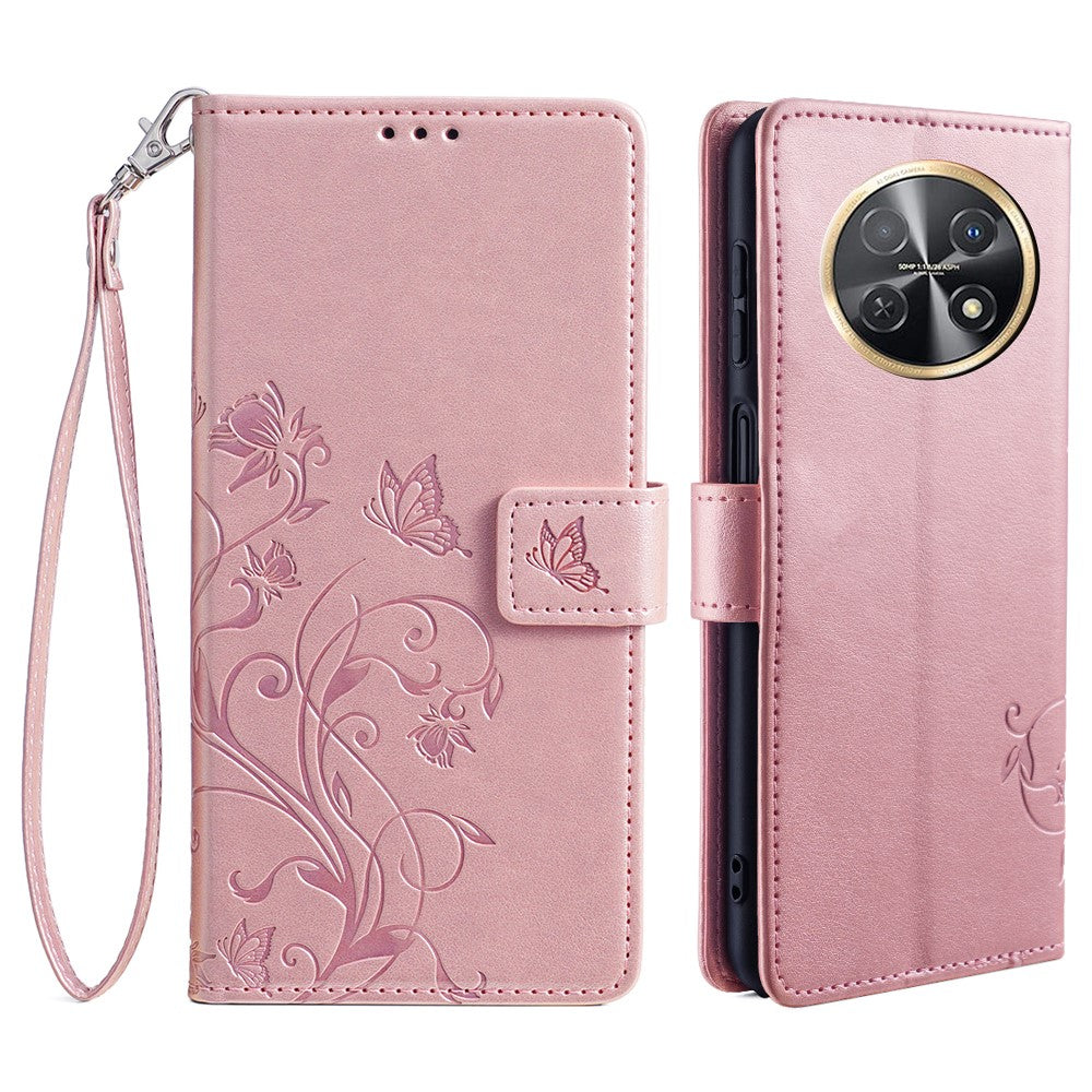 For Huawei Enjoy 60X Case PU Leather Butterfly Flower Wallet Phone Cover Mobile Spares