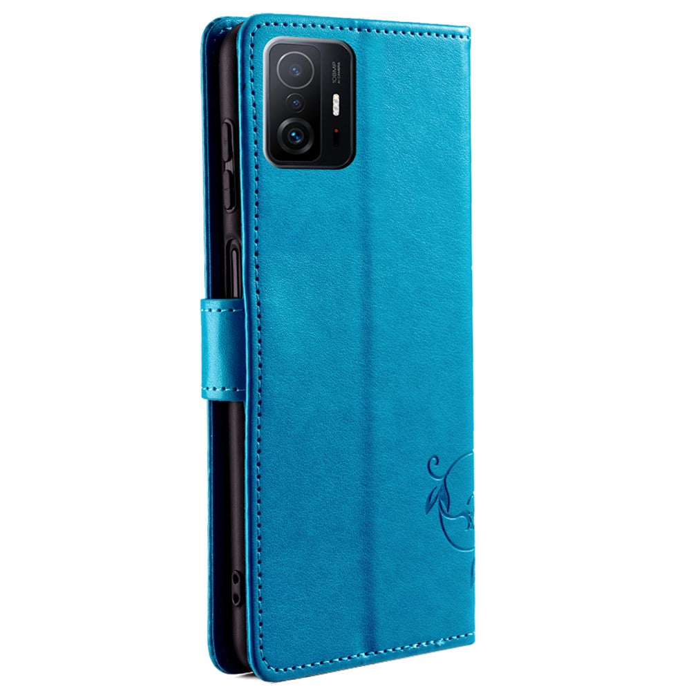 Xiaomi 11T 5G / 11T Pro 5G mobilskal Handledsrem Korthållare Fjärilsblomma Läderfodral