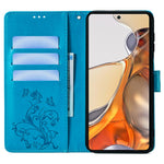 For Xiaomi 11T 5G / 11T Pro 5G Phone Case Wrist Strap Card Slots Butterfly Flower Leather Cover