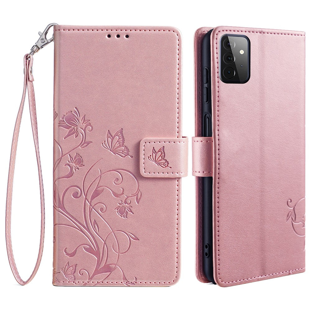 For Samsung Galaxy A72 5G / 4G Case Butterfly Flower PU Leather Cell Phone Shell Online Shopping
