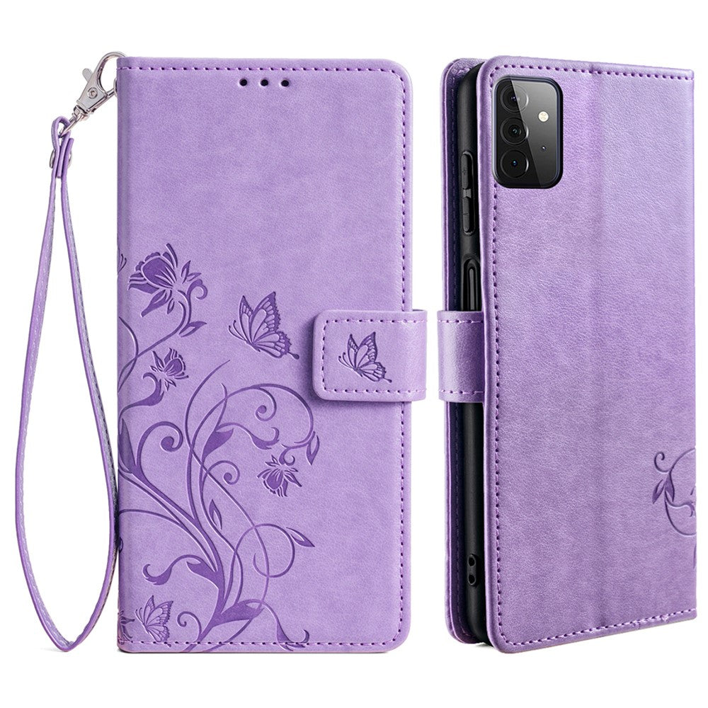 For Samsung Galaxy A72 5G / 4G Case Butterfly Flower PU Leather Cell Phone Shell Online Shopping