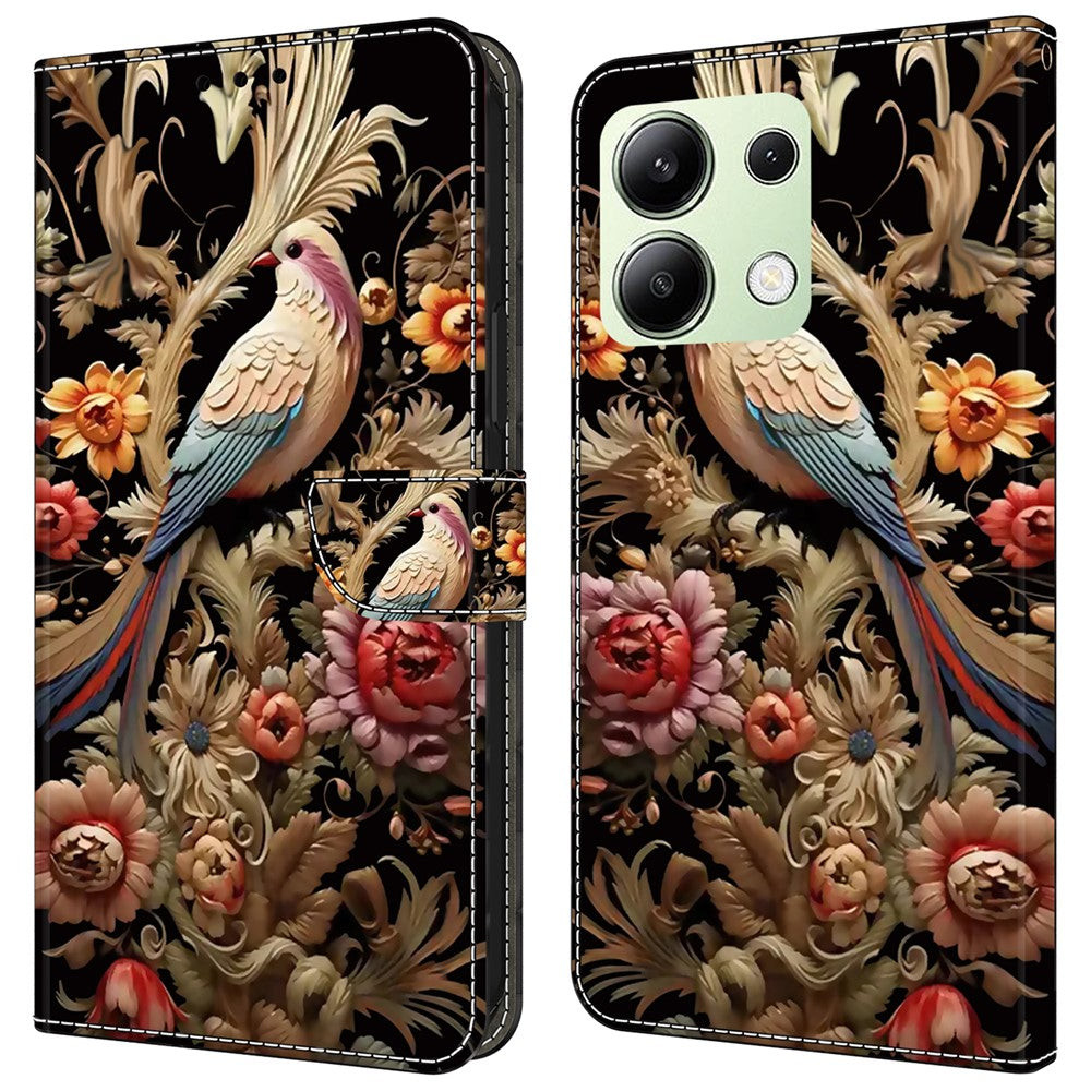 For Xiaomi Redmi Note 13 4G Leather Case Printed Pattern Wallet Stand Phone Cover