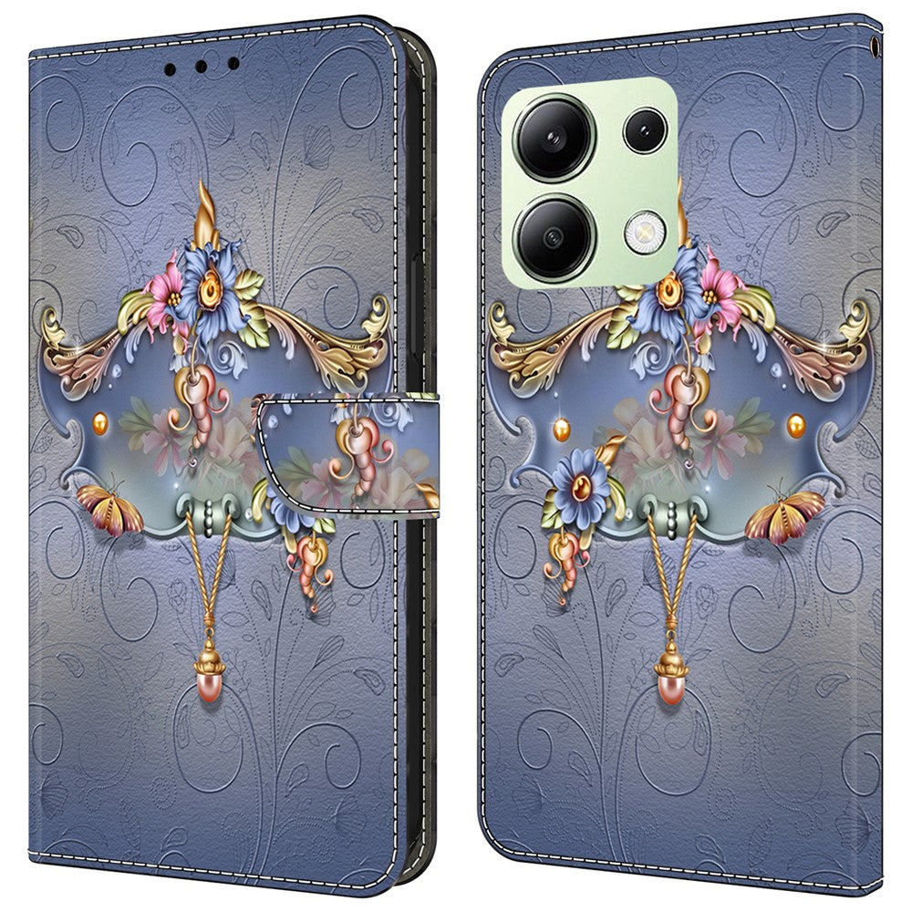For Xiaomi Redmi Note 13 4G Leather Case Printed Pattern Wallet Stand Phone Cover
