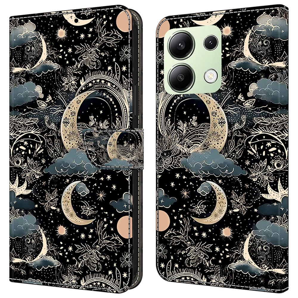 For Xiaomi Redmi Note 13 4G Leather Case Printed Pattern Wallet Stand Phone Cover