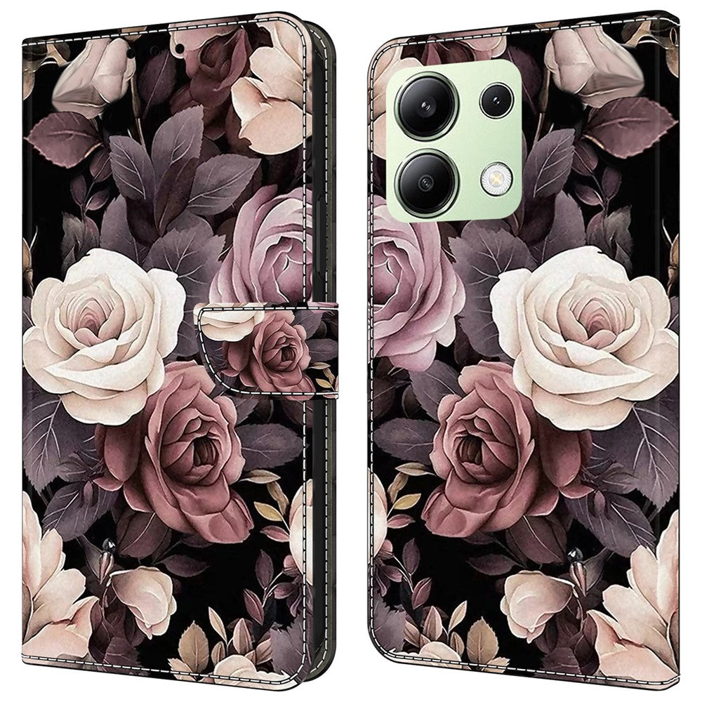 For Xiaomi Redmi Note 13 4G Leather Case Printed Pattern Wallet Stand Phone Cover