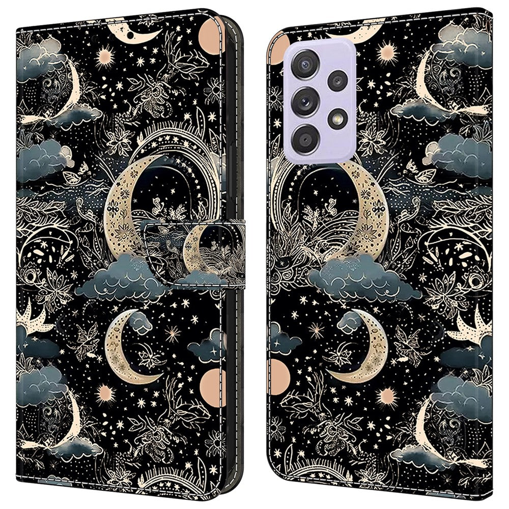 Samsung Galaxy A52 4G / 5G / A52s 5G-skal med mönstertryck, fällbart läderfodral