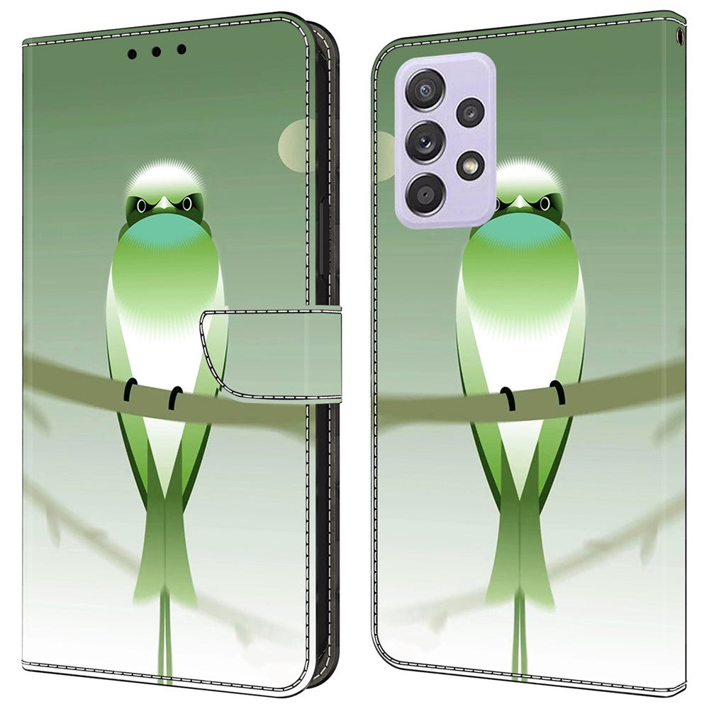 Samsung Galaxy A52 4G / 5G / A52s 5G-skal med mönstertryck, fällbart läderfodral
