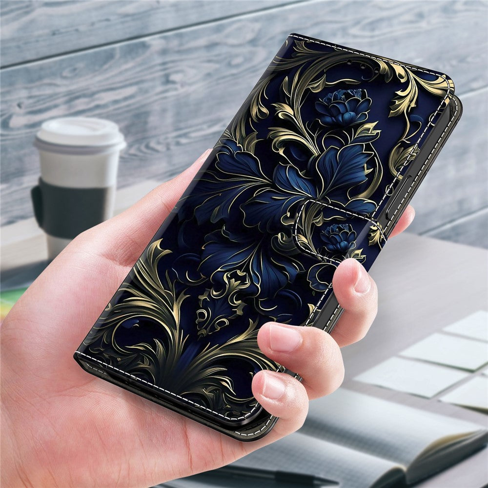 Samsung Galaxy A14 5G / A14 4G mobilskal Mönstertryck Läder Plånboksfodral