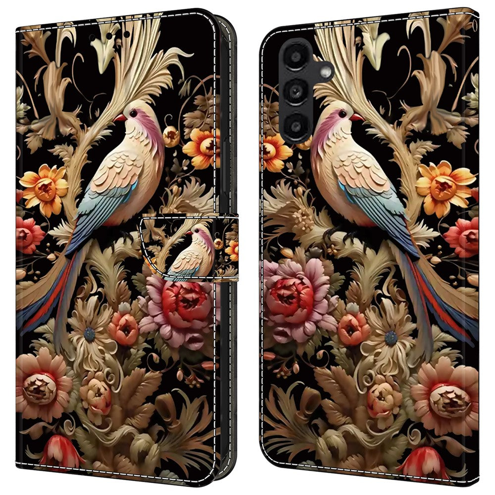 Samsung Galaxy A14 5G / A14 4G mobilskal Mönstertryck Läder Plånboksfodral