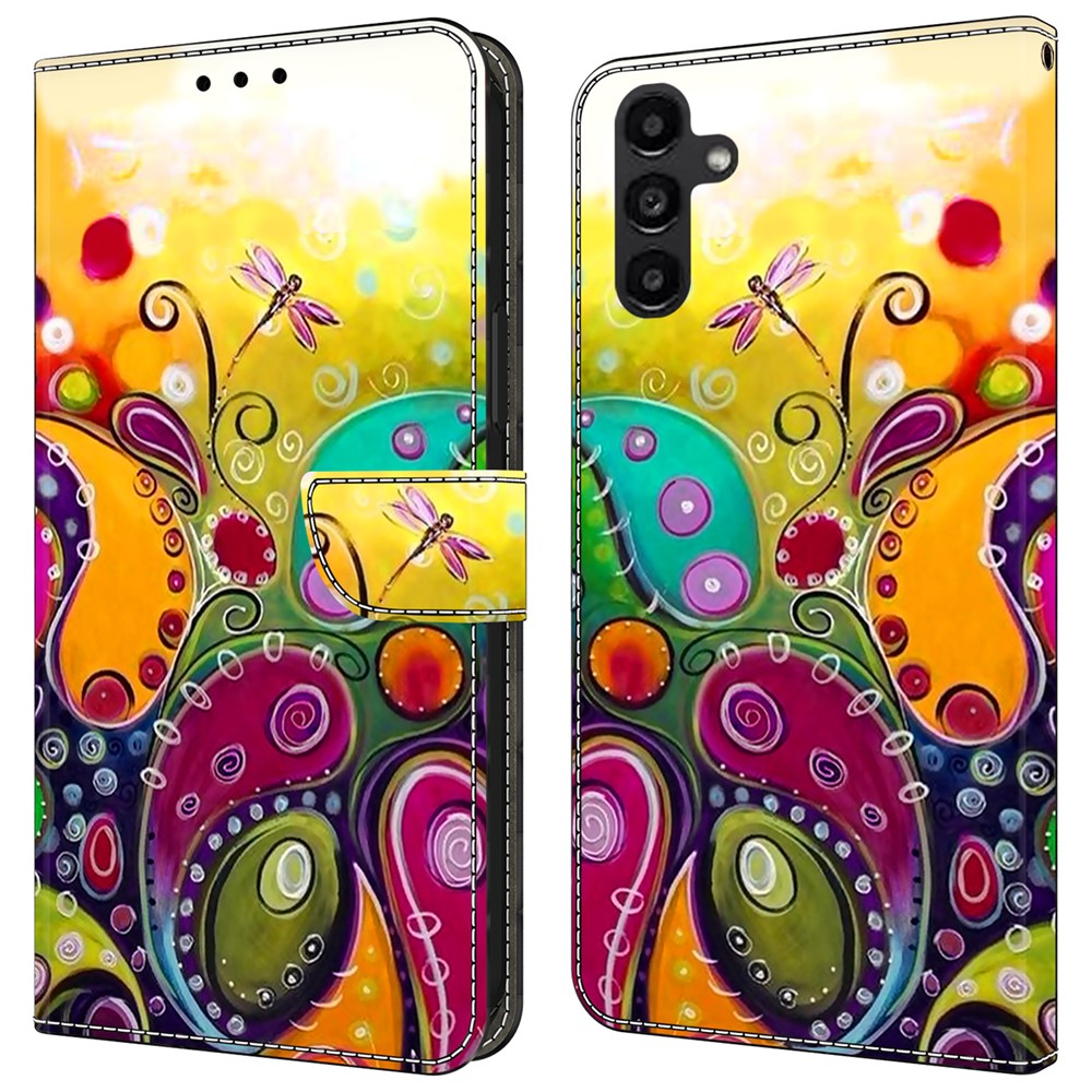 For Samsung Galaxy A24 4G (162.1 x 77.6 x 8.3mm) Case Pattern Print Leather Wallet Phone Cover