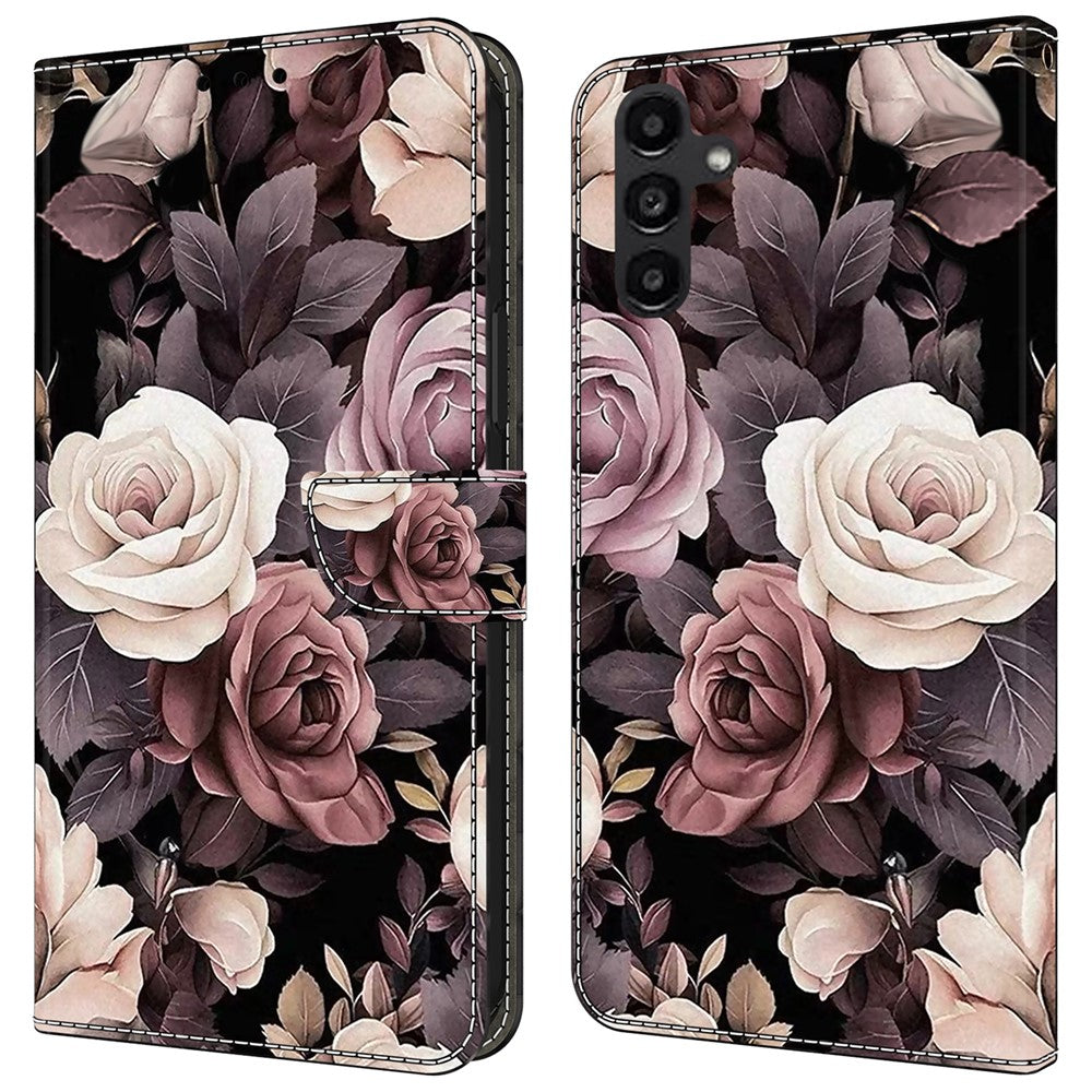 For Samsung Galaxy A24 4G (162.1 x 77.6 x 8.3mm) Case Pattern Print Leather Wallet Phone Cover
