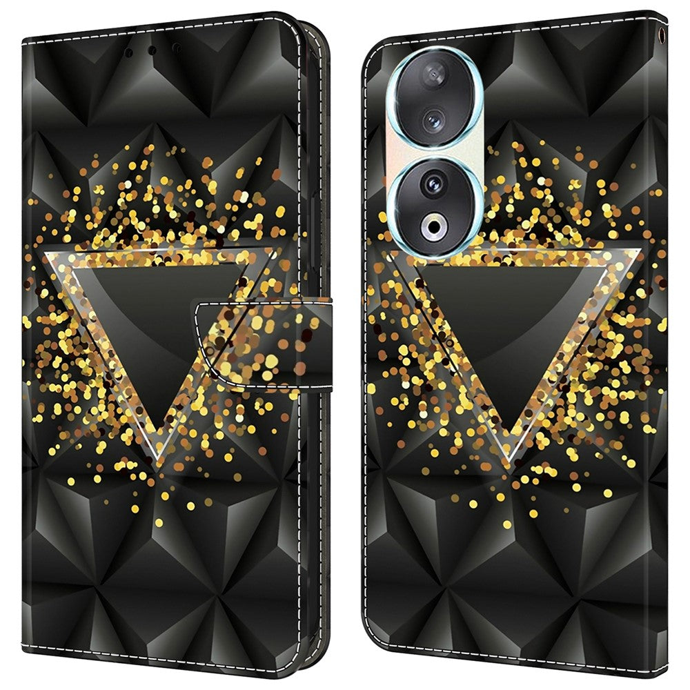 För Honor 90 Mobilskal Mönstertryck Magnetlås Repfritt Läderfodral