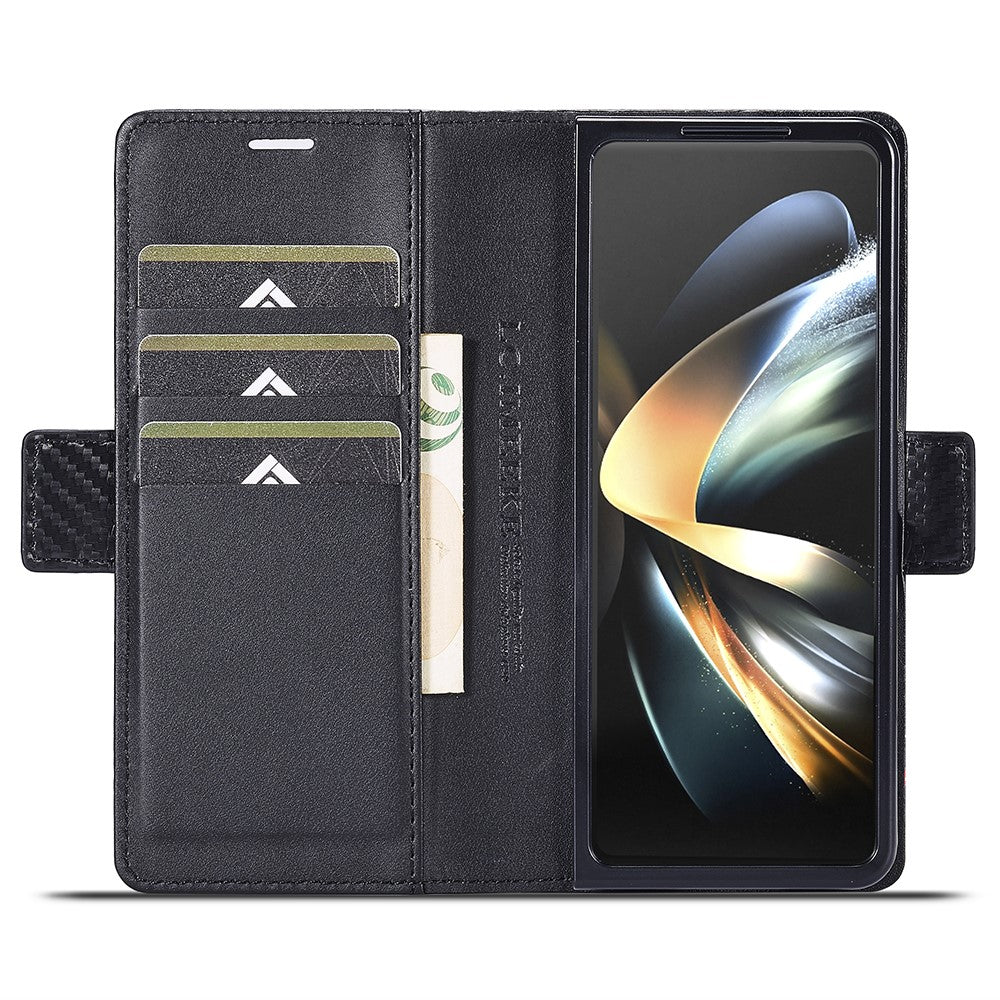 LC.IMEEKE Til Samsung Galaxy Z Fold6 5G Etui Kulfiber Tekstur Magnetisk Lukning Telefoncover