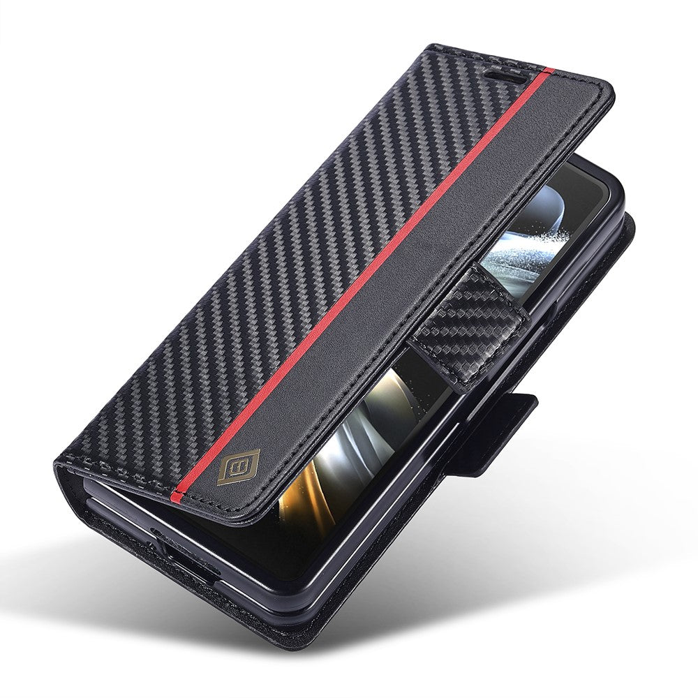 LC.IMEEKE Til Samsung Galaxy Z Fold6 5G Etui Kulfiber Tekstur Magnetisk Lukning Telefoncover
