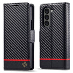 LC.IMEEKE Til Samsung Galaxy Z Fold6 5G Etui Kulfiber Tekstur Magnetisk Lukning Telefoncover