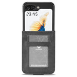 LC.IMEEKE til Samsung Galaxy Z Flip7 FE 5G / Z Flip6 5G etui ridsefast læder+PC kalvestruktur stander telefoncover