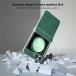 For Samsung Galaxy Z Flip7 FE 5G / Z Flip6 5G Case Matte Edge PU Leather Coated PC Hinge Protection Cover
