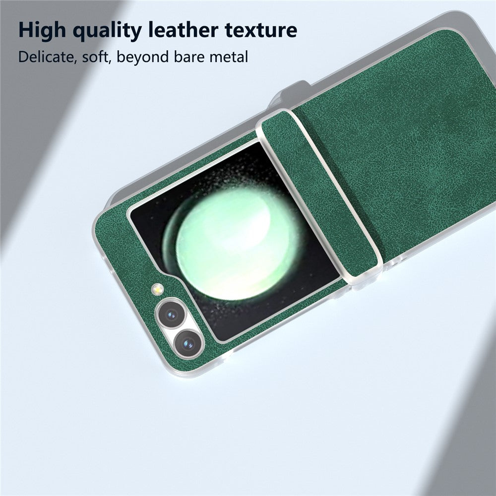 For Samsung Galaxy Z Flip7 FE 5G / Z Flip6 5G Case Matte Edge PU Leather Coated PC Hinge Protection Cover