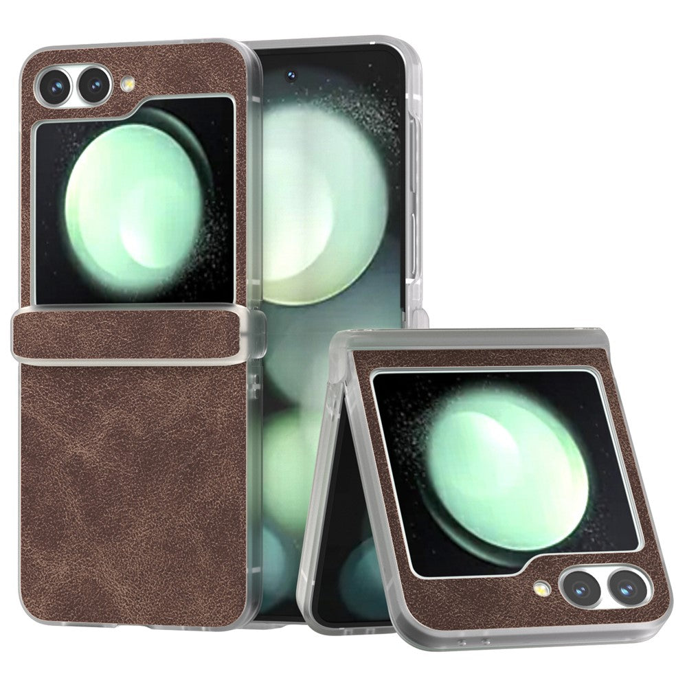 For Samsung Galaxy Z Flip7 FE 5G / Z Flip6 5G Case Matte Edge PU Leather Coated PC Hinge Protection Cover