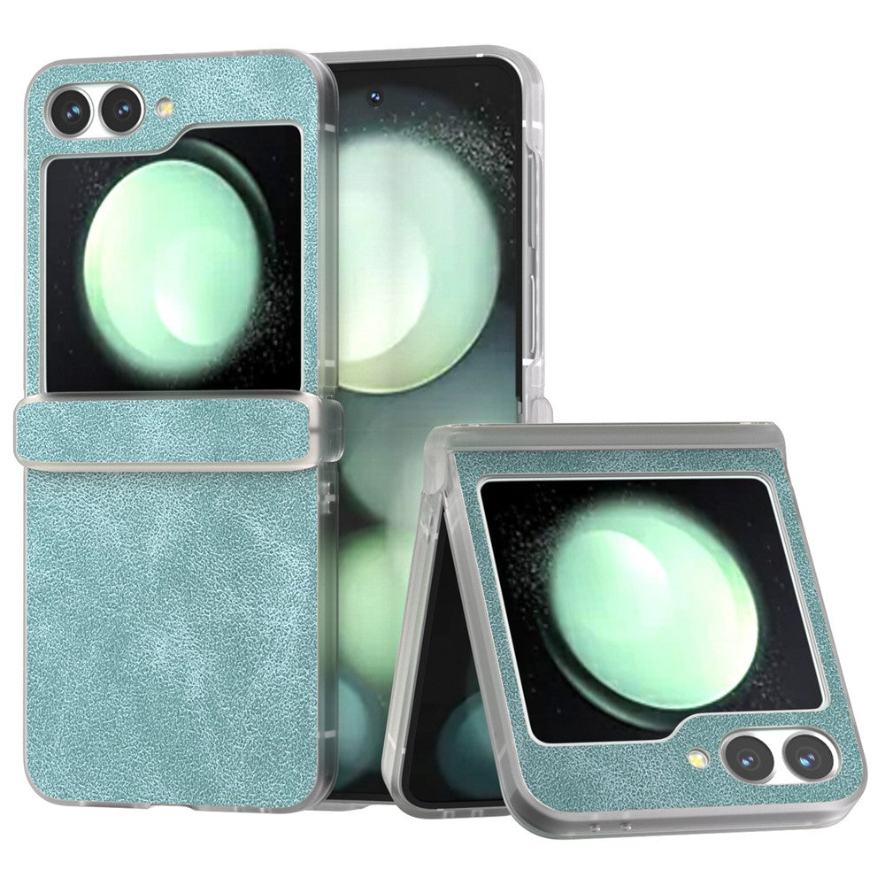 For Samsung Galaxy Z Flip7 FE 5G / Z Flip6 5G Case Matte Edge PU Leather Coated PC Hinge Protection Cover