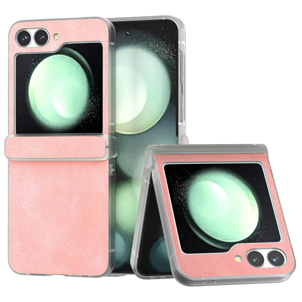 For Samsung Galaxy Z Flip7 FE 5G / Z Flip6 5G Case Matte Edge PU Leather Coated PC Hinge Protection Cover