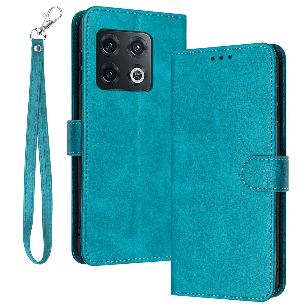 OnePlus 10 Pro 5G-skal TPU+PU-läder Flip-stativ Mobilmobilskal med rem