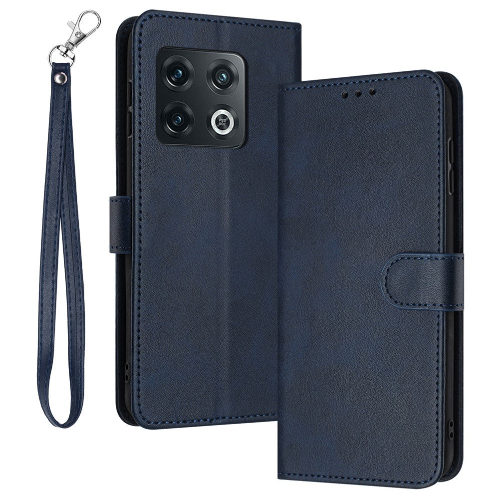 OnePlus 10 Pro 5G-skal TPU+PU-läder Flip-stativ Mobilmobilskal med rem