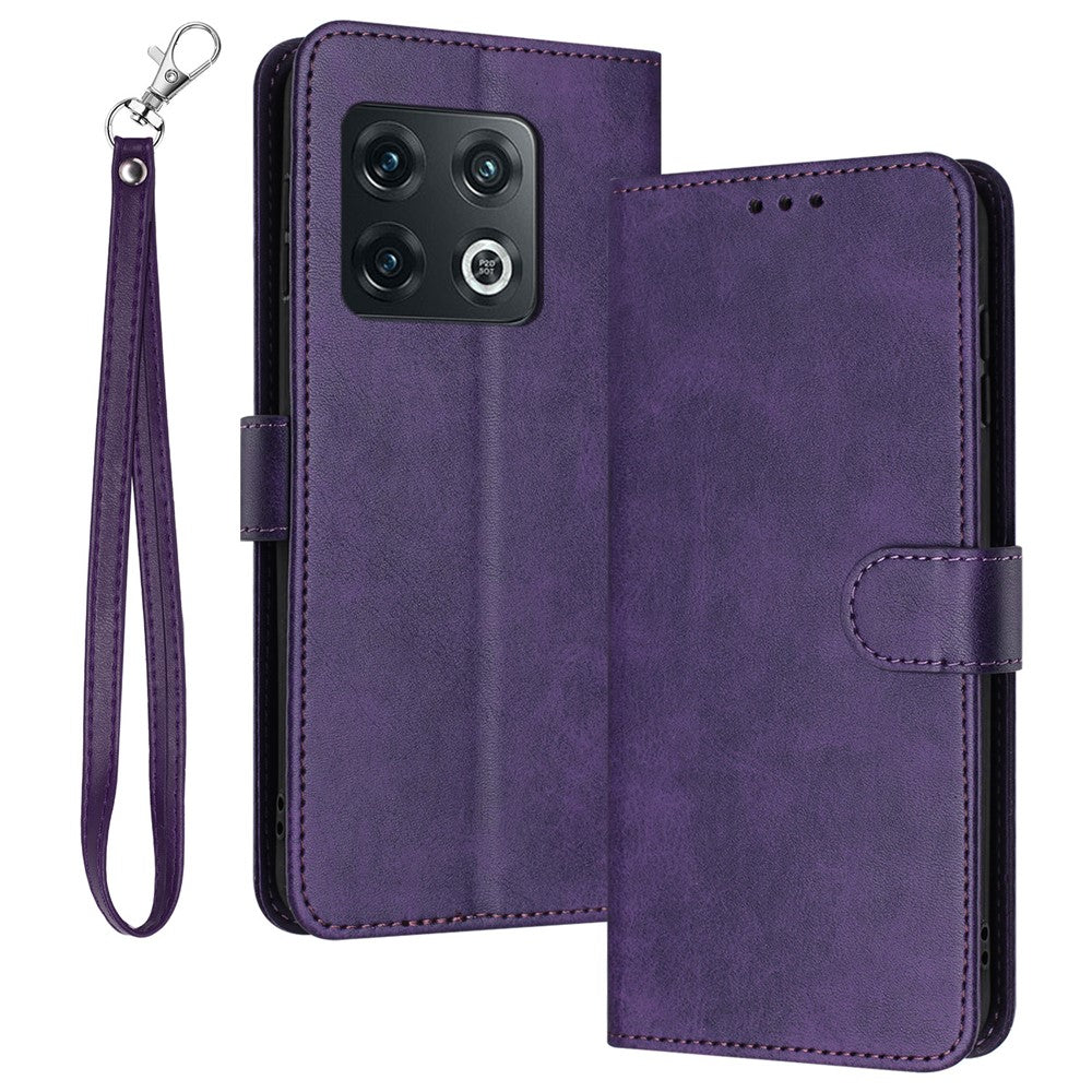 OnePlus 10 Pro 5G-skal TPU+PU-läder Flip-stativ Mobilmobilskal med rem