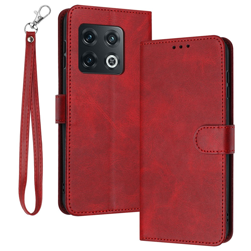 OnePlus 10 Pro 5G-skal TPU+PU-läder Flip-stativ Mobilmobilskal med rem