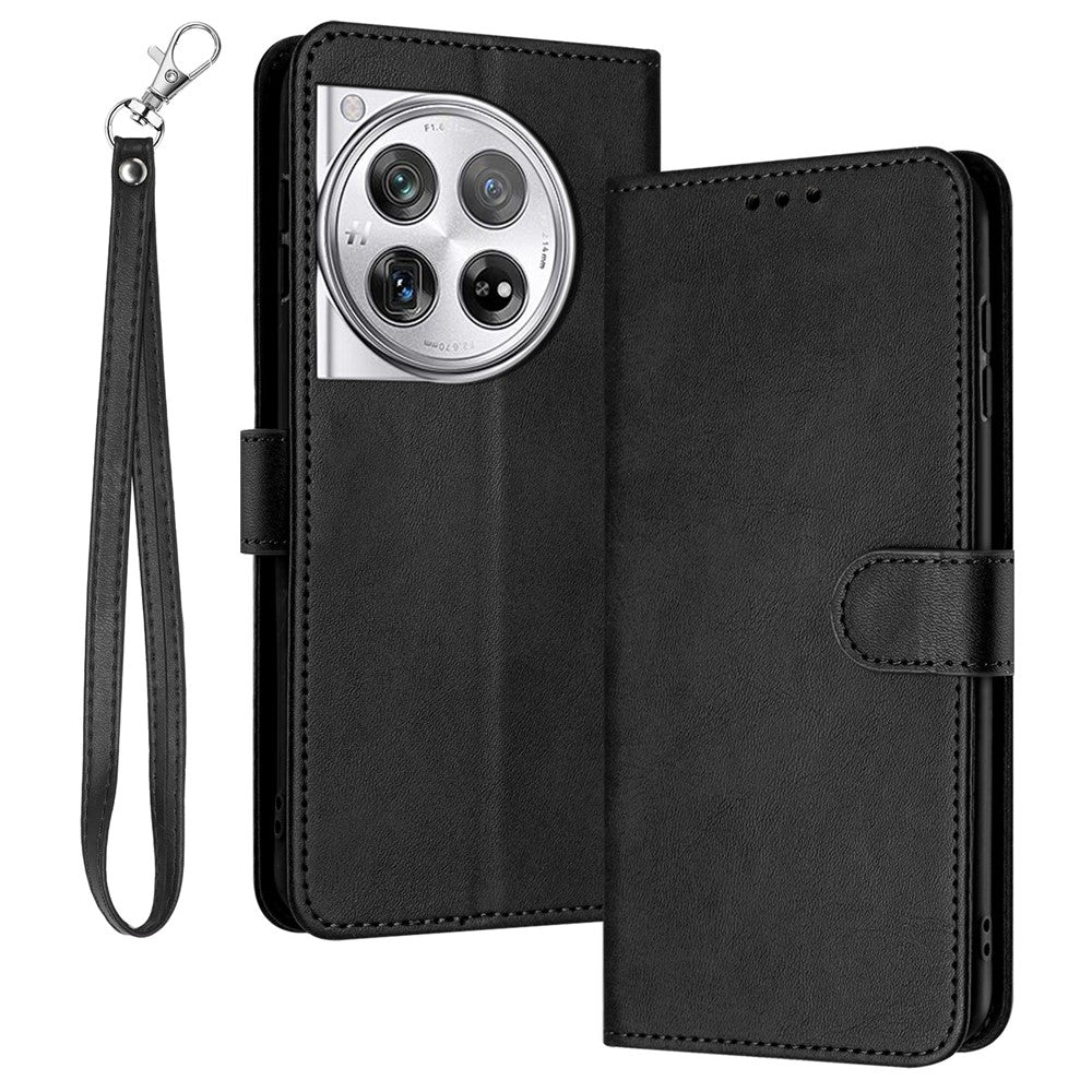 For Oneplus 12 5G Cell Phone Case PU Leather Flip Stand Protective Shell Calf Texture