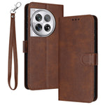 For Oneplus 12 5G Cell Phone Case PU Leather Flip Stand Protective Shell Calf Texture