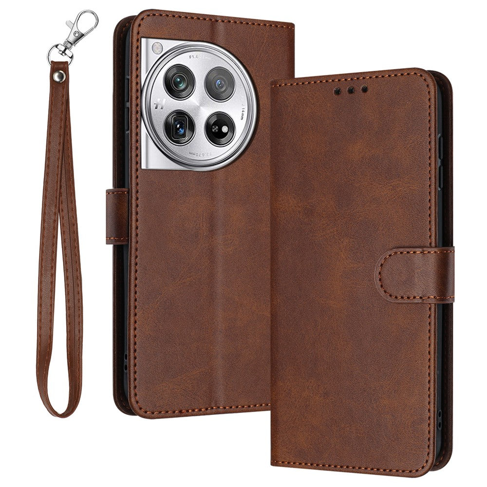 For Oneplus 12 5G Cell Phone Case PU Leather Flip Stand Protective Shell Calf Texture