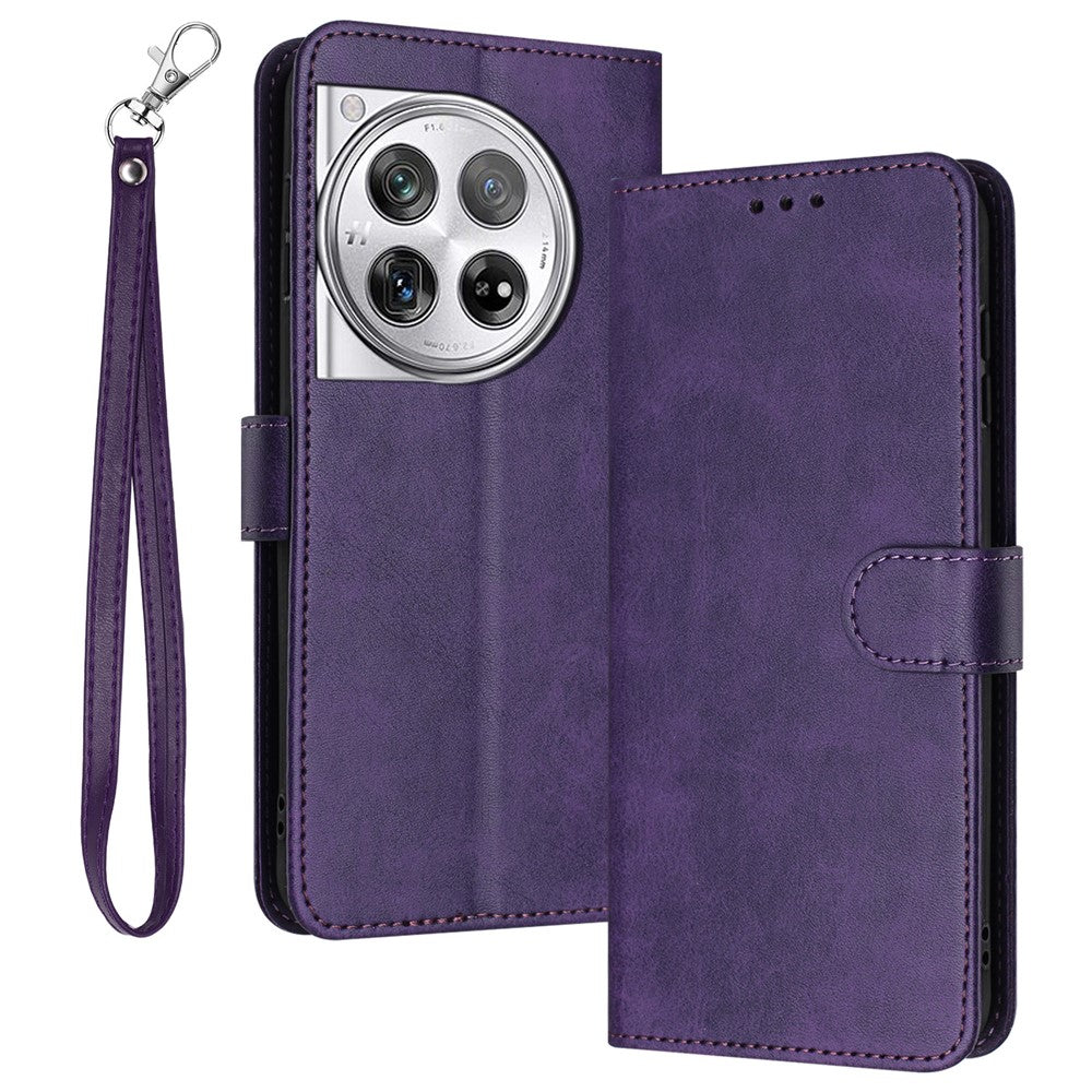 For Oneplus 12 5G Cell Phone Case PU Leather Flip Stand Protective Shell Calf Texture