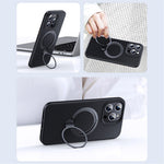 For iPhone 12 / 12 Pro Case Kickstand Protective Cover Carbon Fiber Texture Compatible with MagSafe