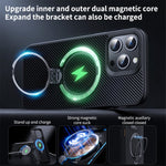 For iPhone 12 / 12 Pro Case Kickstand Protective Cover Carbon Fiber Texture Compatible with MagSafe