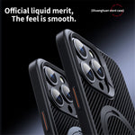 For iPhone 12 / 12 Pro Case Kickstand Protective Cover Carbon Fiber Texture Compatible with MagSafe